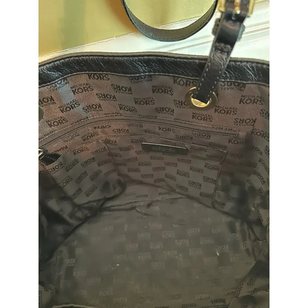 Michael Kors MK Logo Black Canvas Tote Bag Purse Handbag Designer‎